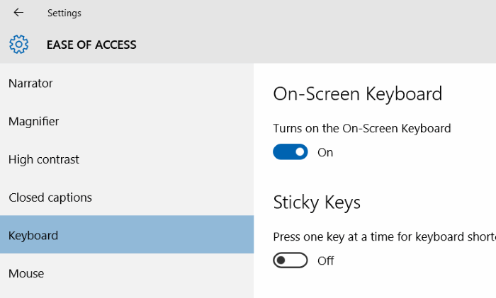 Mở bàn phím ảo On Screen Keyboard