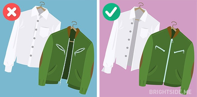 Không kéo khóa quần áo