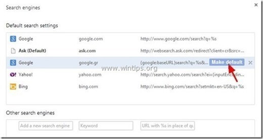  Lựa chọn một công cụ tìm kiếm mặc định mà bạn muốn