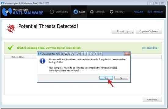 Chờ cho đến khi Malwarebytes Anti-Malware loại bỏ tất cả các file độc hại trên hệ thống