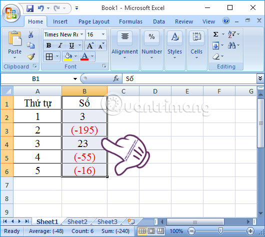 Hiển Thị Số Âm Trong Excel