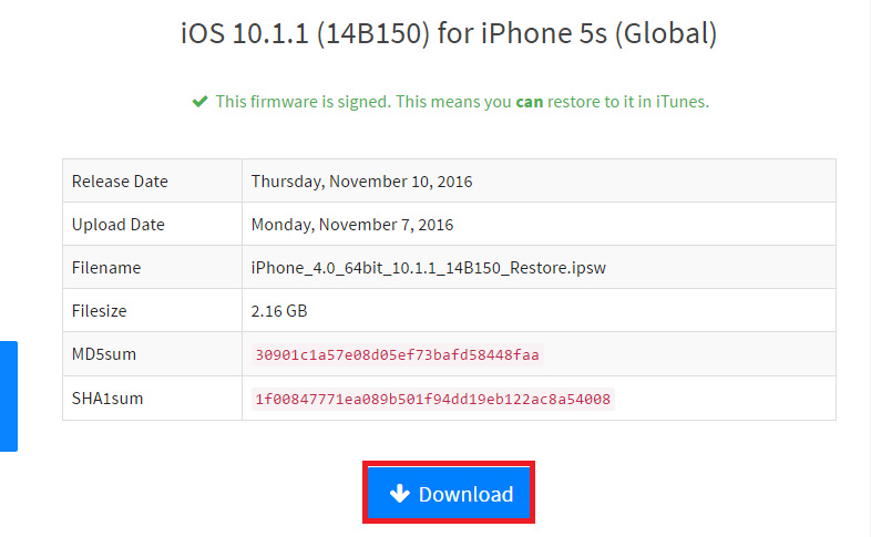 Download hệ điều hành  Hạ cấp từ iOS 10.2 xuống 10.1
