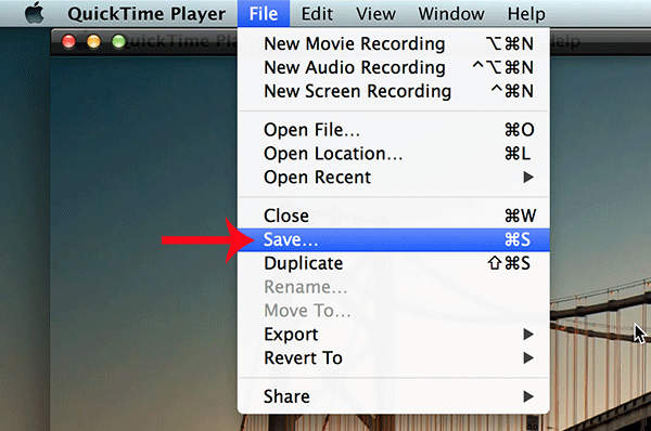 Lưu video  QuickTime Player