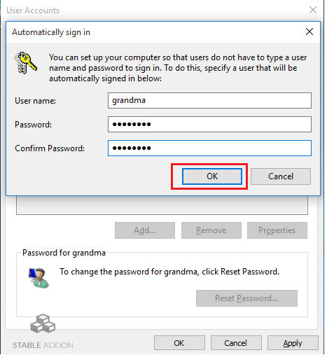 Đăng nhập để xác nhận xóa mật khẩu Windows 10
