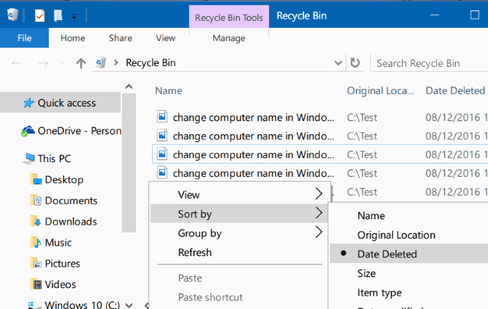 Làm thế nào để xem các tập tin đã xóa gần đây trên Windows 10?