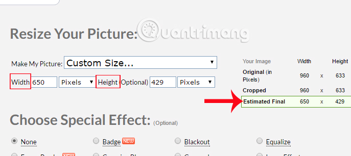 Hướng dẫn thay đổi kích thước ảnh bằng Pic Resize online