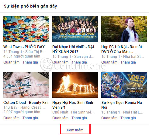 Xem thêm sự kiện  Tìm sự kiện trên Facebook