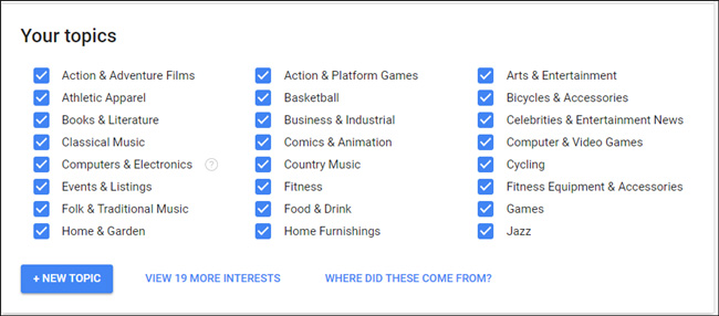 Chọn chủ đề quảng cáo