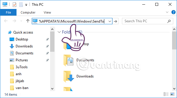 Nhập đường dẫn Thêm biểu tượng đám mây vào menu chuột phải