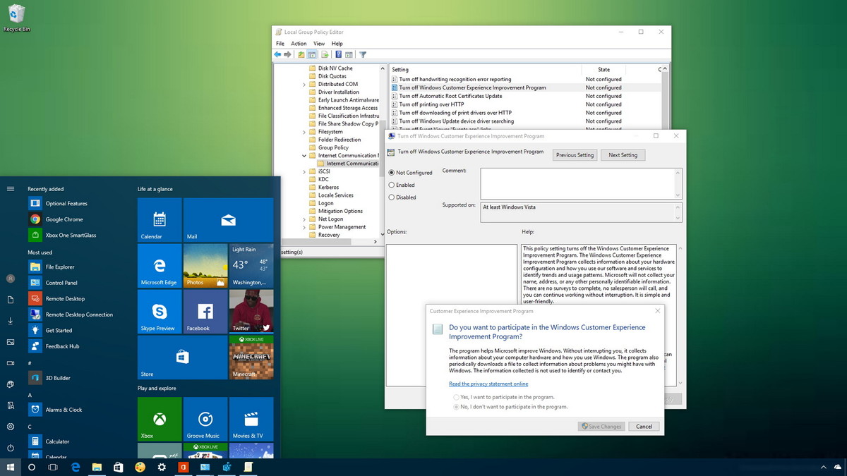 Ngăn Microsoft ngừng thu thập thông tin hệ thống trên Windows 10