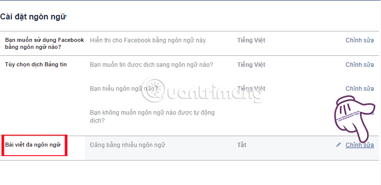 Cách đăng status Facebook với nhiều ngôn ngữ