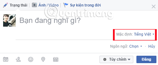 Cách đăng status Facebook với nhiều ngôn ngữ