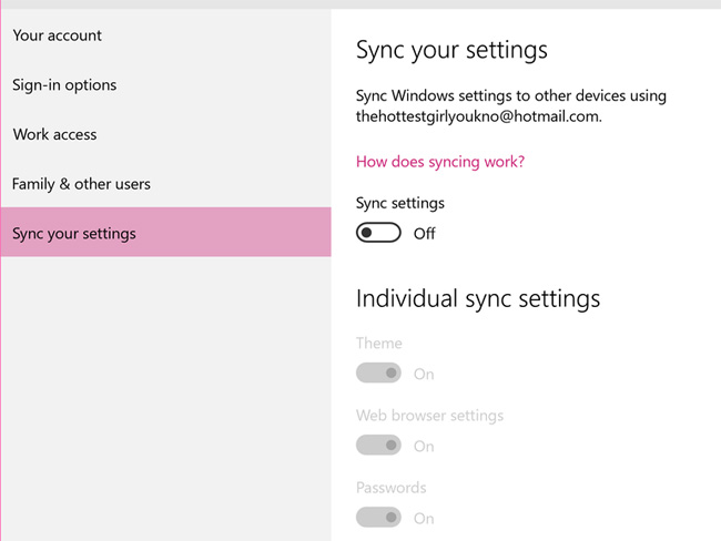 Tắt tính năng đồng bộ cài đặt của Windows 10