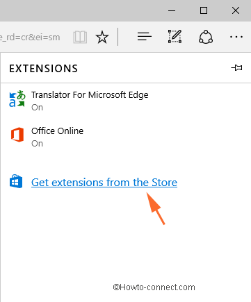 Chọn link Get extensions from the Store