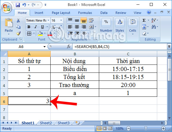 Cách sử dụng hàm Search trong Excel