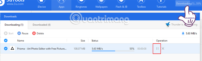 Quá trình tải ứng dụng trên 3uTools Qúa trình tải ứng dụng trên 3uTools