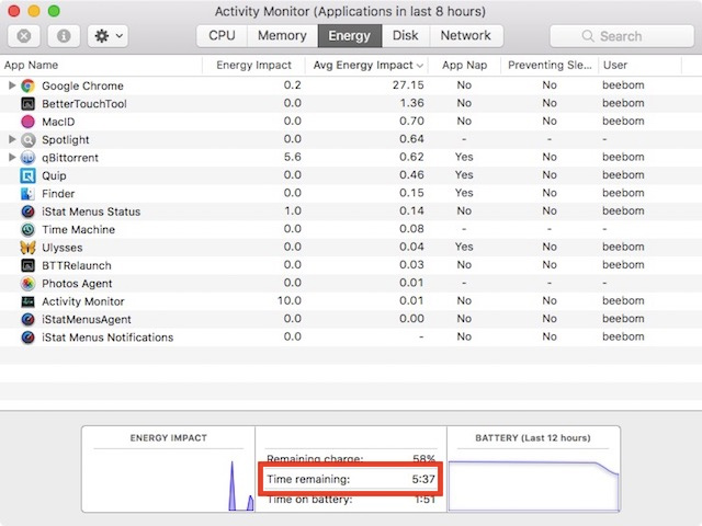 Cách xem thời lượng pin trên macOS Sierra 10.12.2
