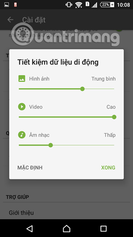 Điều chỉnh tiết kiệm dữ liệu