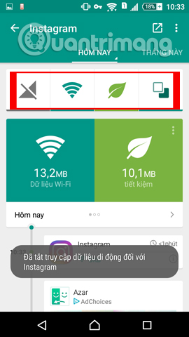 Thiết lập tiết kiệm dữ liệu cho ứng dụng 