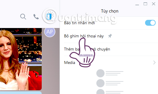 Bỏ ghim cuộc hội thoại