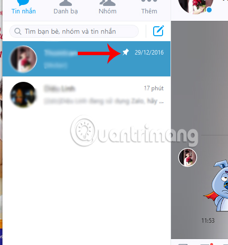 Đưa hội thoại lên đầu danh sách