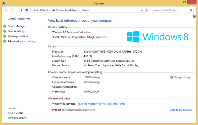 Xem cấu hình Windows 8.1