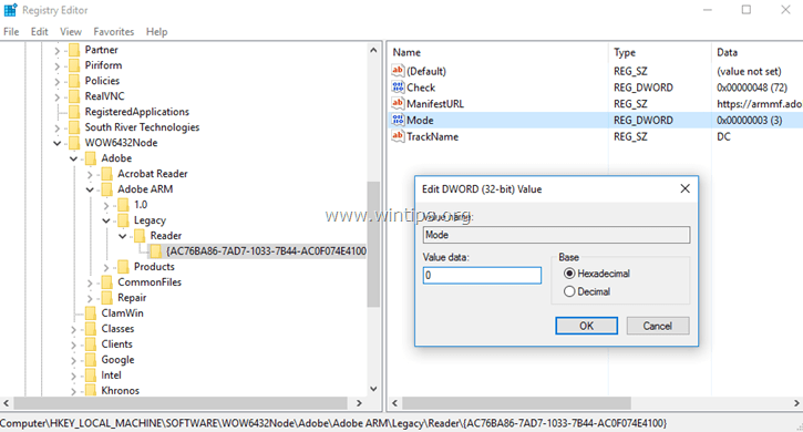 Thay đổi giá trị từ 3 thành 0