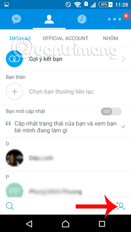 Kết bạn trên Zalo