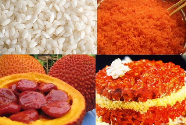 Nguyên liệu nấu xôi gấc  Nguyên liệu nấu xôi gấc