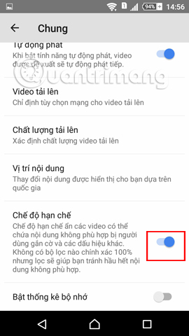 Kích hoạt Hạn chế video trên Youtube Kích hoạt Hạn chế video trên Youtube