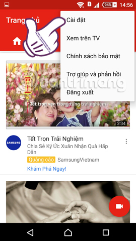 Cài đặt trên Youtube Cài đặt trên Youtube