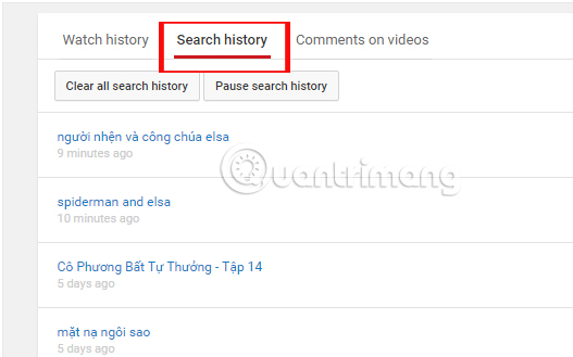 Cách kiểm tra lịch sử tìm kiếm video trên Youtube