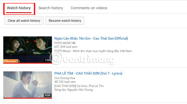 Cách kiểm tra lịch sử tìm kiếm video trên Youtube