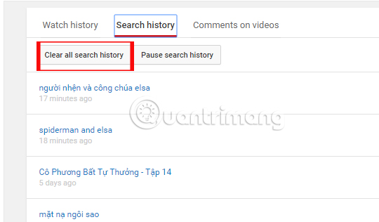 Xóa lịch sử, tìm kiếm video Youtube Xóa lịch sử, tìm kiếm video Youtube