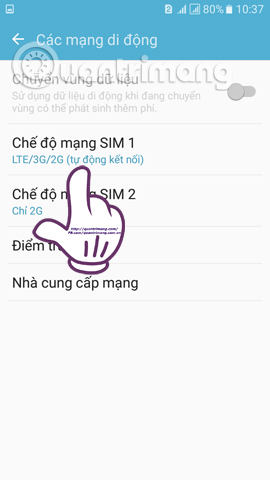 Chế độ mạng trên thiết bị Android