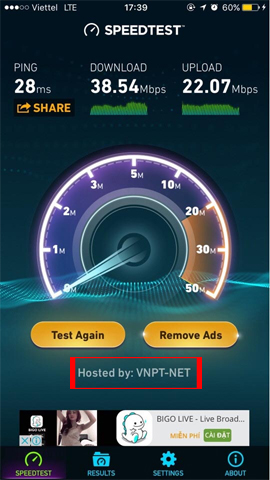 Kiểm tra tốc độ mạng 4G VNPT