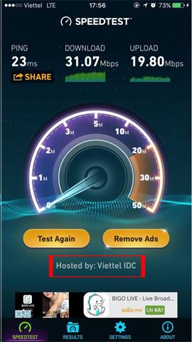 Kiểm tra tốc độ mạng 4G Viettel  Kiểm tra tốc độ mạng 4G Viettel