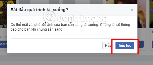 Thông báo tải album Facebook