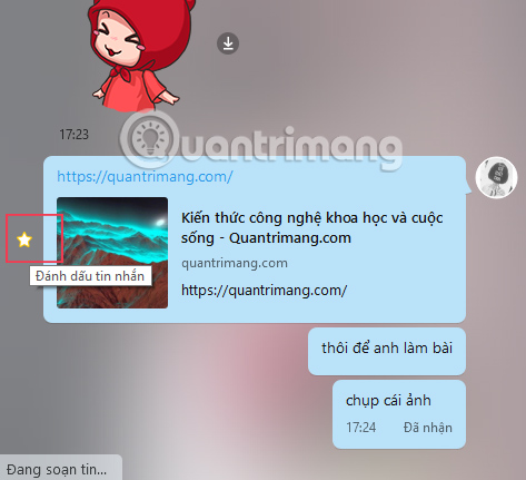 Đánh dấu tin nhắn Zalo quan trọng