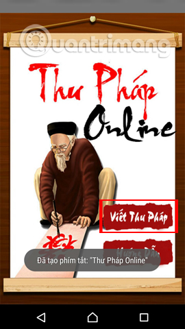 Giao diện ứng dụng Thư Pháp Online