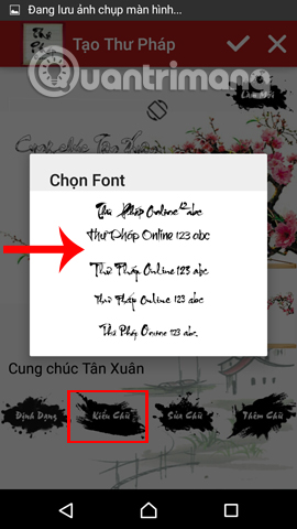 Chọn kiểu chữ thư pháp