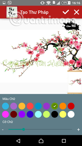 Chọn màu cho chữ thư pháp