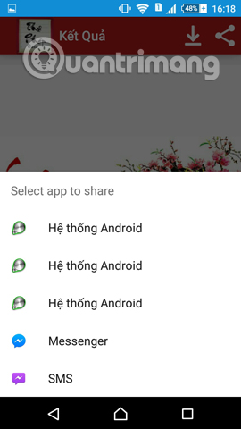 Chọn ứng dụng gửi chữ thư pháp
