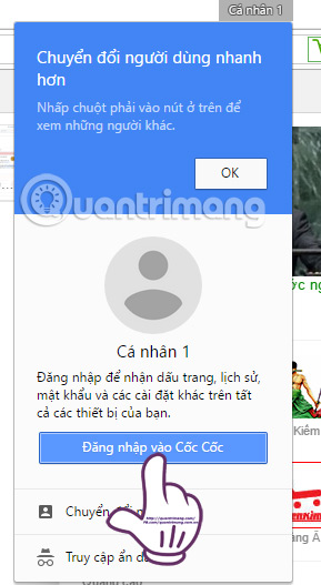 Đăng nhập tài khoản mới Cốc Cốc  Đăng nhập tài khoản mới Cốc Cốc