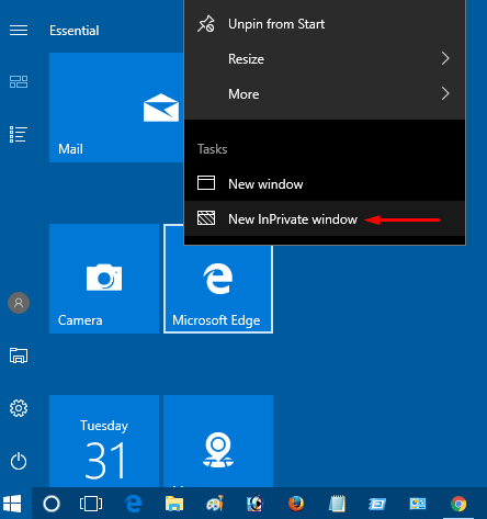 Thông qua tile ghim trên Start Menu