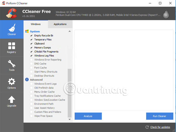 Tối ưu hệ thống bằng Ccleaner