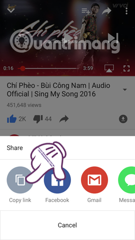 Sao chép URL video Youtube