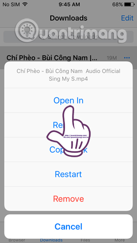 Nhấn chọn Open in