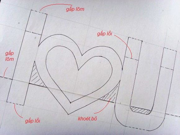 Gấp hình theo những đường dưới đây để tạo thành 3D
