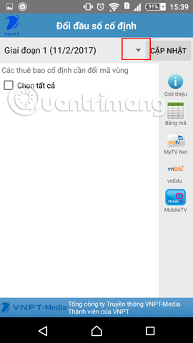 Mở danh sách bộ lọc điện thoại